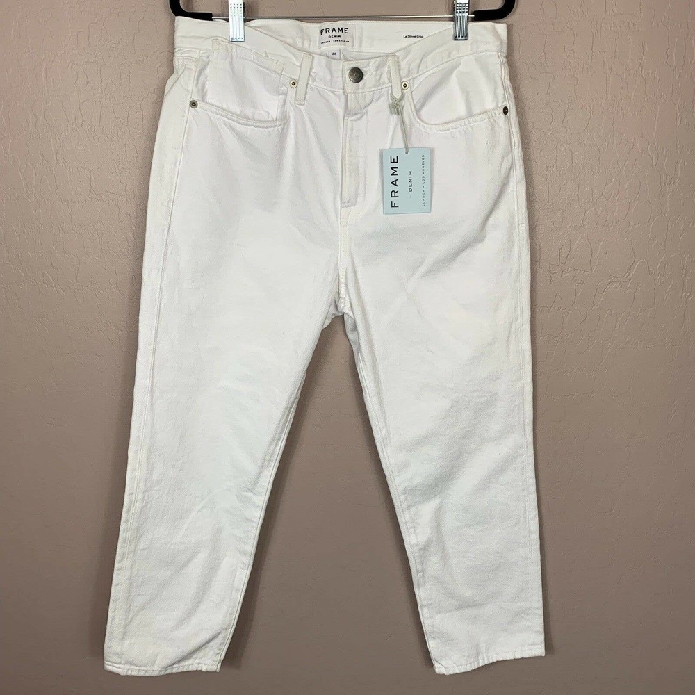 NEW Frame Le Stevie Crop Jeans Women's White Size 28